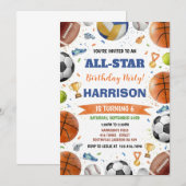 Modern Boys Sports Balls All Star Kids Birthday Kaart (Voorkant / Achterkant)