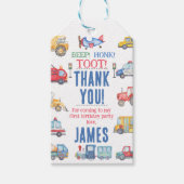 Modern Boys Transport 1e Verjaardag Bedankt Label Cadeaulabel (Voorkant)