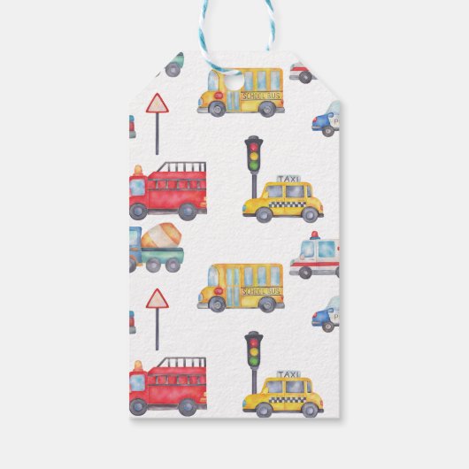 Modern Boys Transport 1e Verjaardag Bedankt Label Cadeaulabel (Achterkant)