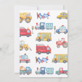 Modern Boys Transport 1e Verjaardag uitnodiging (Achterkant)