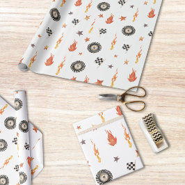 Modern Boys Trucks Racing Checkers Waterverf Cadeaupapier