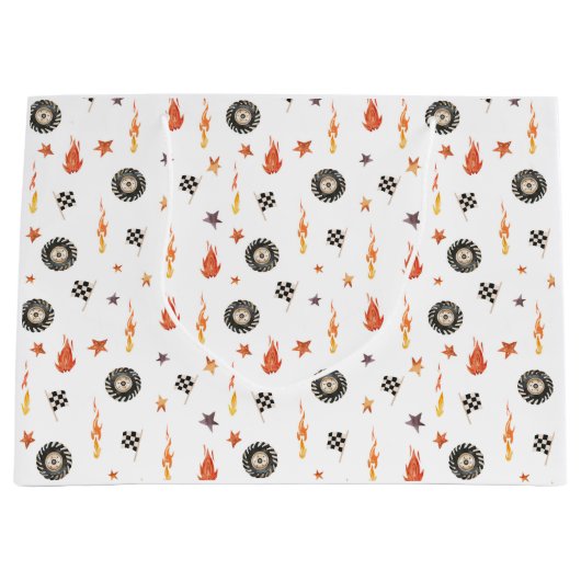 Modern Boys Trucks Racing Checkers Waterverf Groot Cadeauzakje (Voorkant)