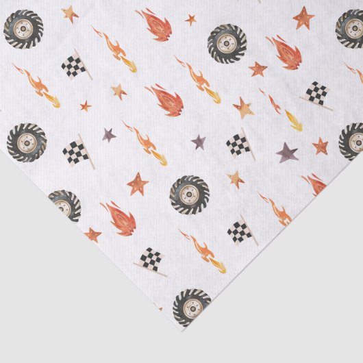 Modern Boys Trucks Racing Checkers Waterverf Tissuepapier (Detail)