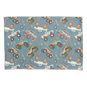 Modern Boys Waterverf Monster Trucks Pattern Kussensloop (Voorkant)