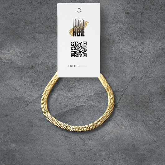 Modern Bracelet Display Prijs Label met QR en Logo Visitekaartje