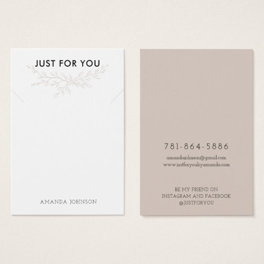 Modern Branch Earthy Necklace Display Card Visitekaartje (Voorkant /achterkant)