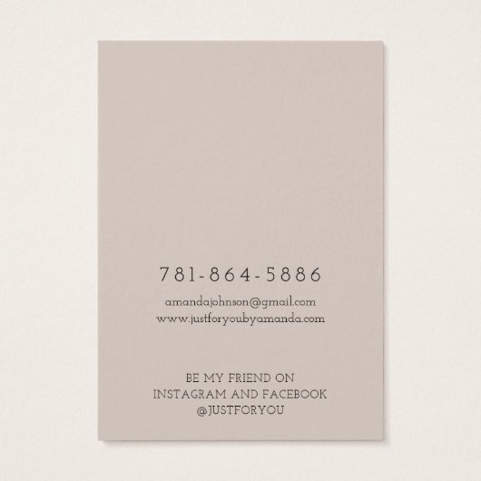 Modern Branch Earthy Necklace Display Card Visitekaartje (Achterkant)