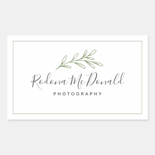 Modern Branch Foliage Greenery Professional Rechthoekige Sticker (Voorkant)