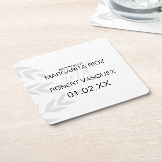 Modern Branch Grey White Kartonnen Onderzetters (Schuin)