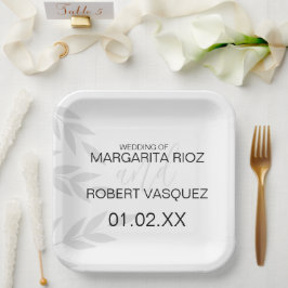 Modern Branch Grey White Papieren Bordje