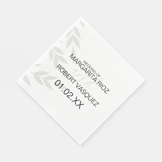 Modern Branch Grey White Servet (Hoek)