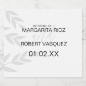 Modern Branch Grey White Sparkling Wijnetiket (Enkel label)