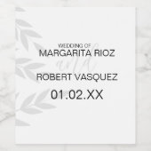 Modern Branch Grey White Wijn Etiket (Enkel label)