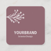 Modern Branch Interieurontwerp Dusty Pink Lila Vierkante Visitekaartje (Voorkant)