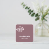 Modern Branch Interieurontwerp Dusty Pink Lila Vierkante Visitekaartje (Staand voorkant)