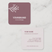 Modern Branch Interieurontwerp Dusty Pink Lila Vierkante Visitekaartje (Voorkant / Achterkant)