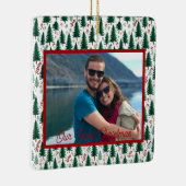 Modern brandboompatroon ons eerste kerstpaar keramisch ornament (Rechts)