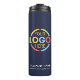 Modern Branded Navy Blue Company Business Logo Thermosbeker