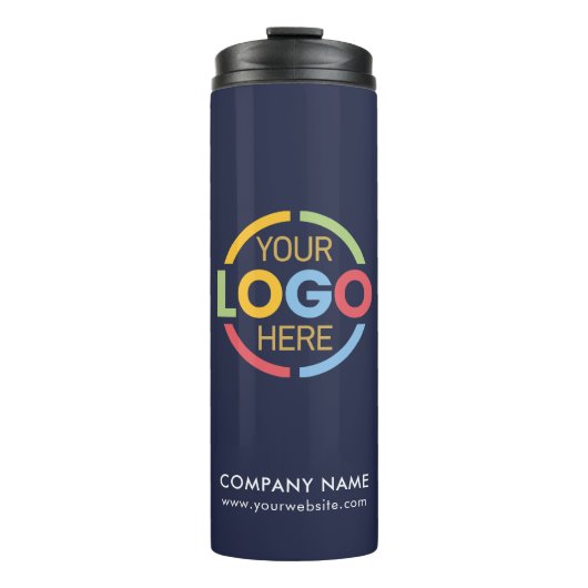 Modern Branded Navy Blue Company Business Logo Thermosbeker (Voorkant)