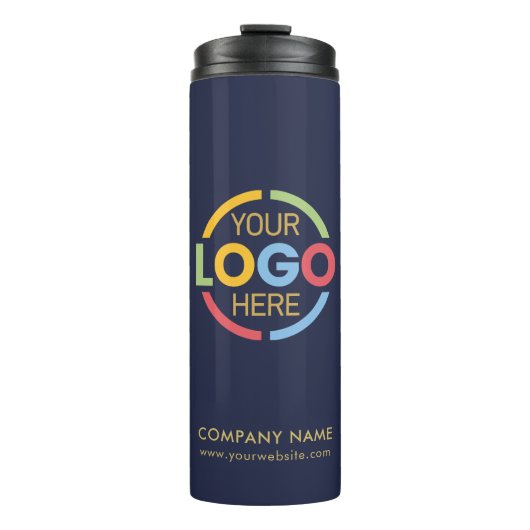 Modern Branded Navy Blue Company Business Logo Thermosbeker (Voorkant)