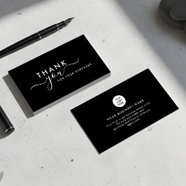 Modern Branded Sleek Black Thank You Business Card Visitekaartje