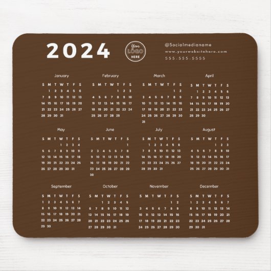 Modern Branding Donkerbruin 2024 Kalender Logo Muismat (Voorkant)