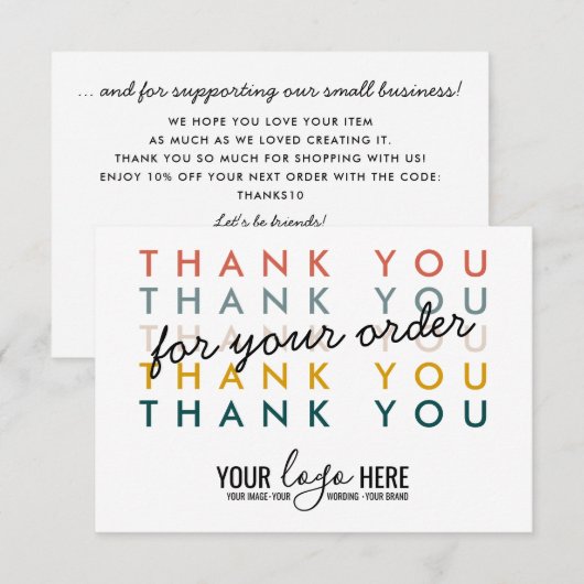 Modern branding Small Business Order Packing Logo Bedankkaart (Voorkant / Achterkant)