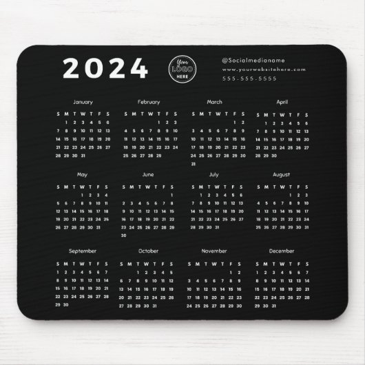 Modern Branding Zwart 2024 Kalender Promo Logo Muismat (Voorkant)