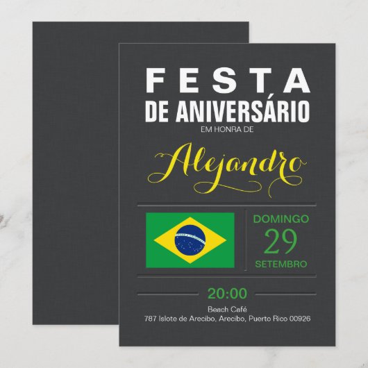 Modern: Brasil Feest Kaart (Voorkant / Achterkant)