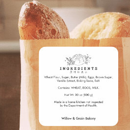 Modern Bread Logo Small Bakery Ingredient Product Vierkante Sticker