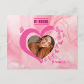 Modern Breast Cancer Custom Heart Photo Name  Briefkaart (Voorkant)