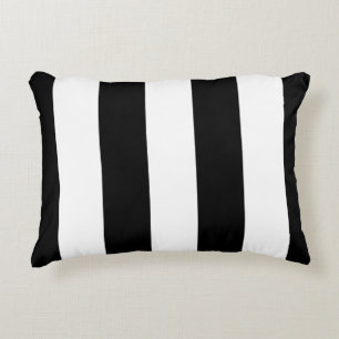 Modern breed vet zwarte en witte strepenpatroon accent kussen