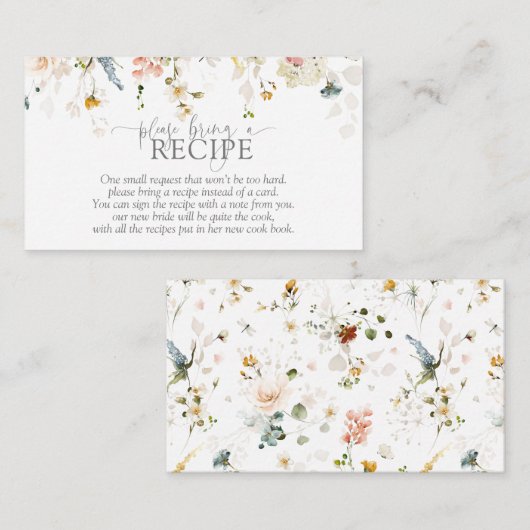 Modern Breng alsjeblieft een recept Waterverf bloe Informatiekaartje (Voorkant / Achterkant)