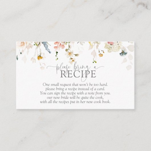 Modern Breng alsjeblieft een recept Waterverf bloe Informatiekaartje (Voorkant)