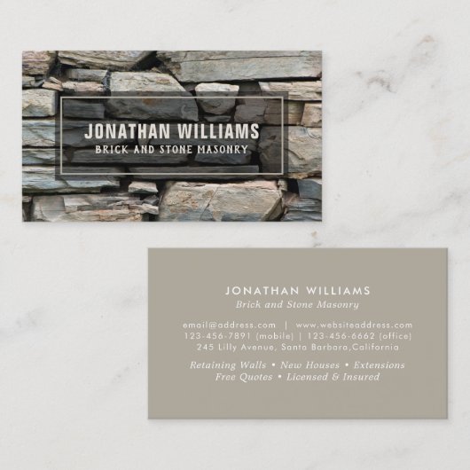 Modern Bricklayer en Stone Masonry Visitekaartje (Voorkant / Achterkant)