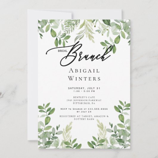 Modern Bridal Brunch Foliage Vrijgezellenfeest I Kaart (Voorkant)