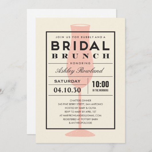 Modern Bridal Brunch Kaart (Voorkant / Achterkant)