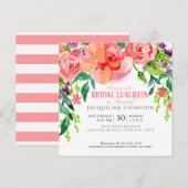 Modern Bridal Luncheon Floral Coral roze Roses Kaart (Voorkant / Achterkant)