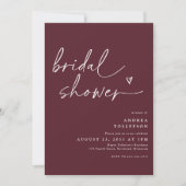 Modern Bridal Shower Invitation in Merlot Wine Kaart (Voorkant)