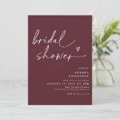 Modern Bridal Shower Invitation in Merlot Wine Kaart (Staand voorkant)