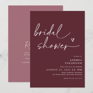 Modern Bridal Shower Invitation in Merlot Wine Kaart