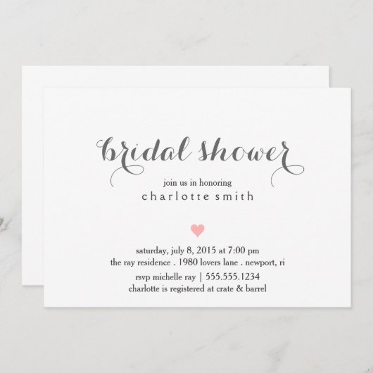 Modern Bridal Shower-uitnodiging Kaart (Voorkant / Achterkant)