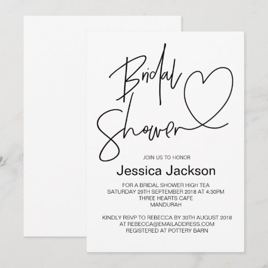 Modern Bridal Shower-uitnodiging Kaart (Voorkant / Achterkant)