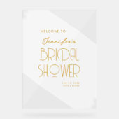Modern Bridal Shower Welcome Paint White Gold Acryl Bord (Voorkant)