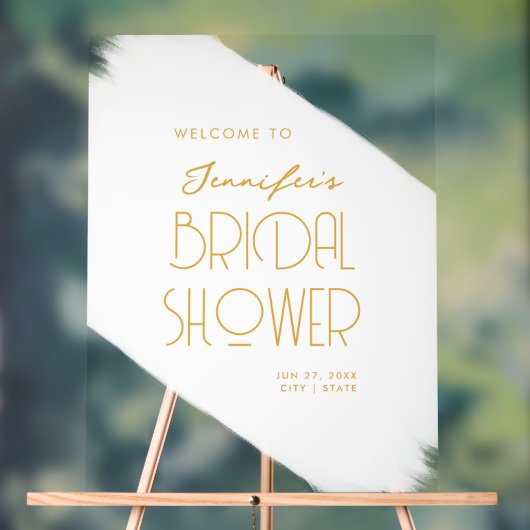 Modern Bridal Shower Welcome Paint White Gold Acryl Bord (Neutraal)