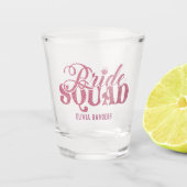 Modern bridal squad pink glitter letters shot glas (Voorkant)