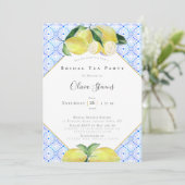 Modern Bridal Tea Party Yellow Lemons Shower Kaart (Staand voorkant)