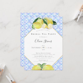 Modern Bridal Tea Party Yellow Lemons Shower Kaart