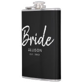 Modern Bride Black White Script Persoonlijke naam Heupfles (Links)