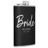 Modern Bride Black White Script Persoonlijke naam Heupfles (Rechts)